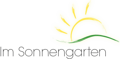 Logo Im Sonnengarten mit Sonne und Wiese